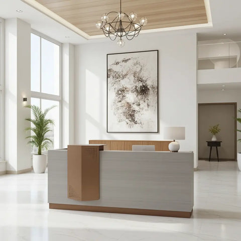 Huimei Reception Table White Oak Color Huimei Furniture