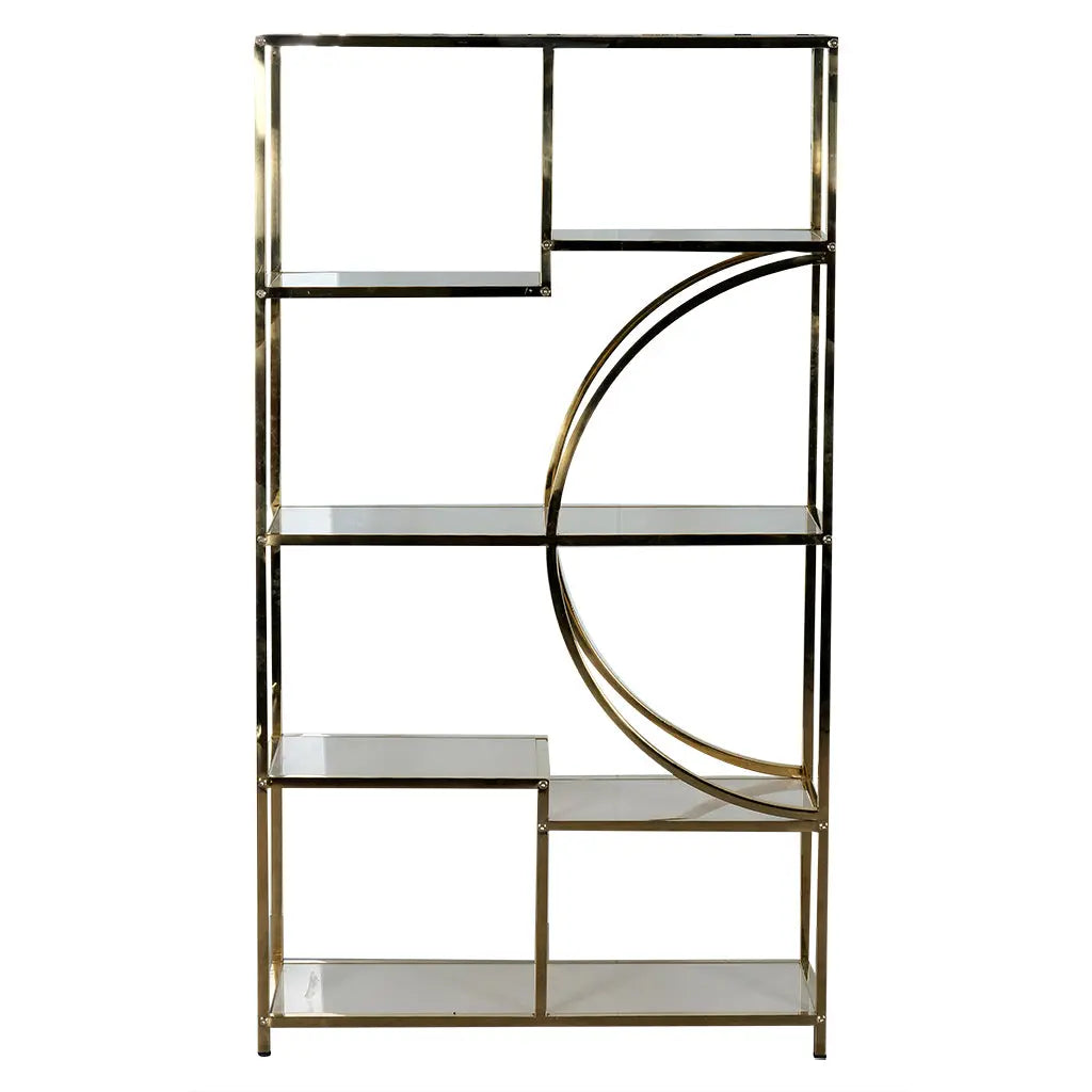 Luxury Foldable Display Cabinet with Gold Frame & Glass Shelves – KQD-139 Huimei Furniture