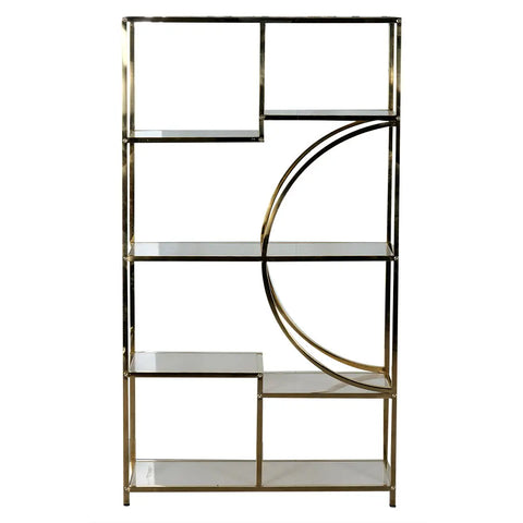 Luxury Foldable Display Cabinet with Gold Frame & Glass Shelves – KQD-139 Huimei Furniture