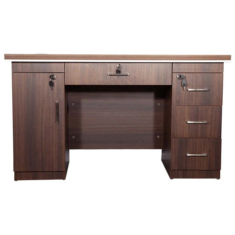 Office Table with Attached Drawers, Brown Color, 140 cm Huimei Furniture