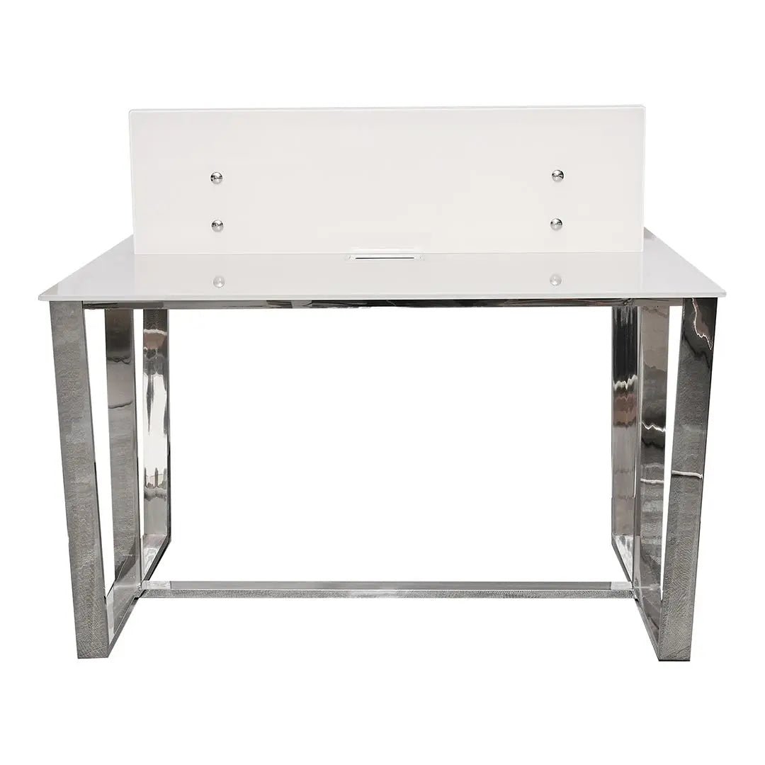 Huimei Office Workstation with Tempered Glass QT-07W, White Color Huimei Furniture