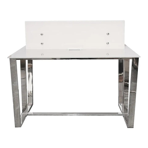 Huimei Office Workstation with Tempered Glass QT-07W, White Color Huimei Furniture