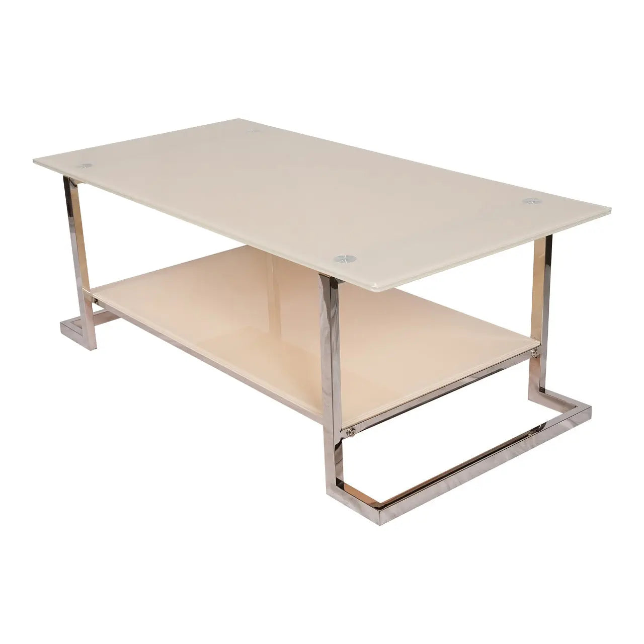 Huimei Stainless Steel Rectangle Coffee Table with Tempered Glass – Silver & White Huimei Furniture