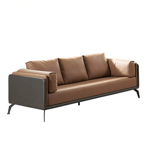 Huimei SF-221 PU Leather Office Sofa Set – 3+1+1, Brown Huimei Furniture