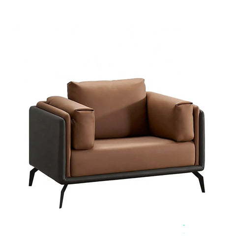 Huimei SF-221 PU Leather Office Sofa Set – 3+1+1, Brown Huimei Furniture