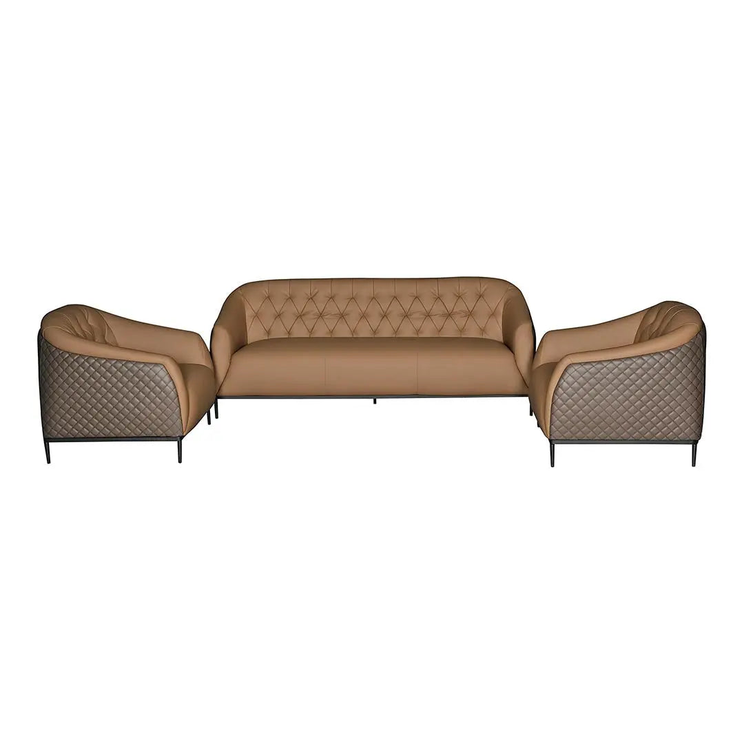 Huimei SF-231 PU Leather Office Sofa Set – 3+1+1, Brown Huimei Furniture