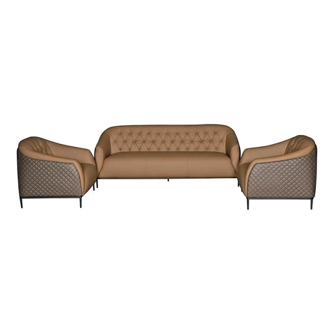 Huimei SF-231 PU Leather Office Sofa Set – 3+1+1, Brown Huimei Furniture