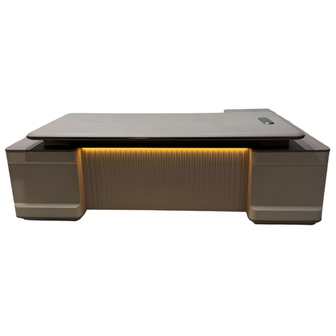 59-24 Luxury Executive Office Desk with LED Panel – 240 × 200 cm