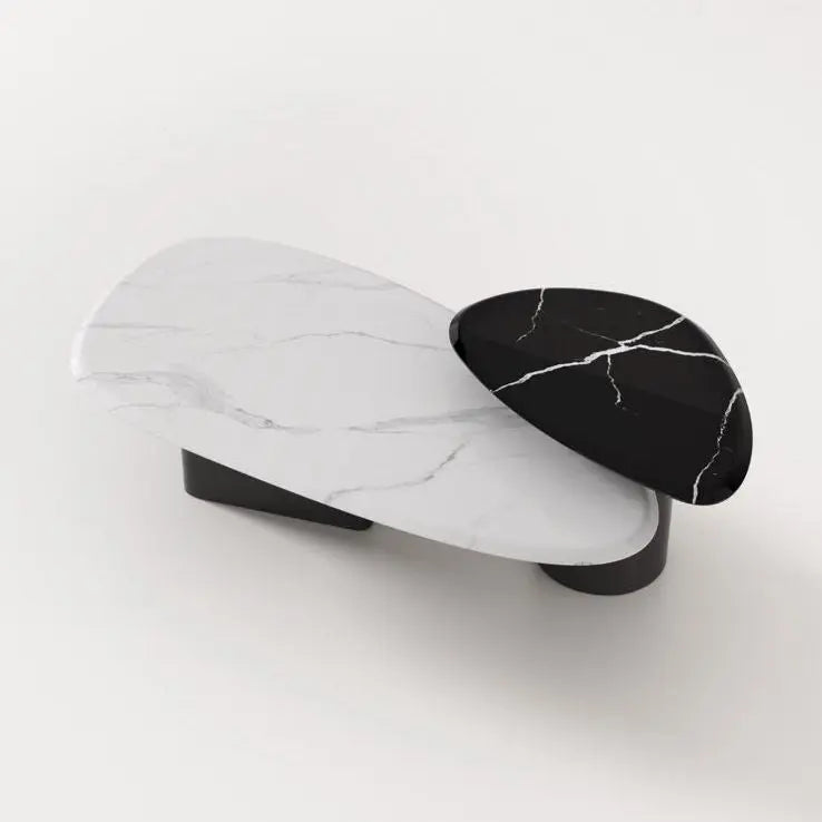 Huimei Modern Marble Coffee Table – Elegant Dual-Tone Design Huimei Furniture