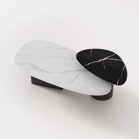 Huimei Modern Marble Coffee Table – Elegant Dual-Tone Design Huimei Furniture