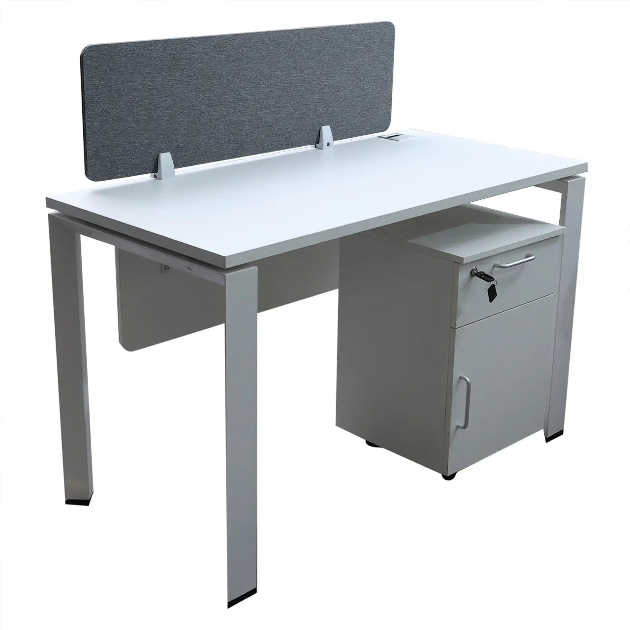 Huimei White Office Workstation with Drawer 120 / 140 CM Huimei Furniture