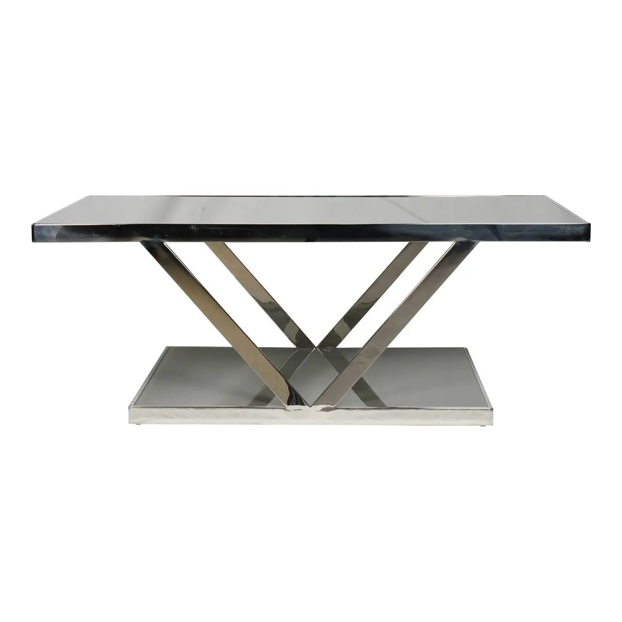 Huimei Modern Grey Coffee Table with Tempered Glass and Stainless Steel Base Huimei Furniture