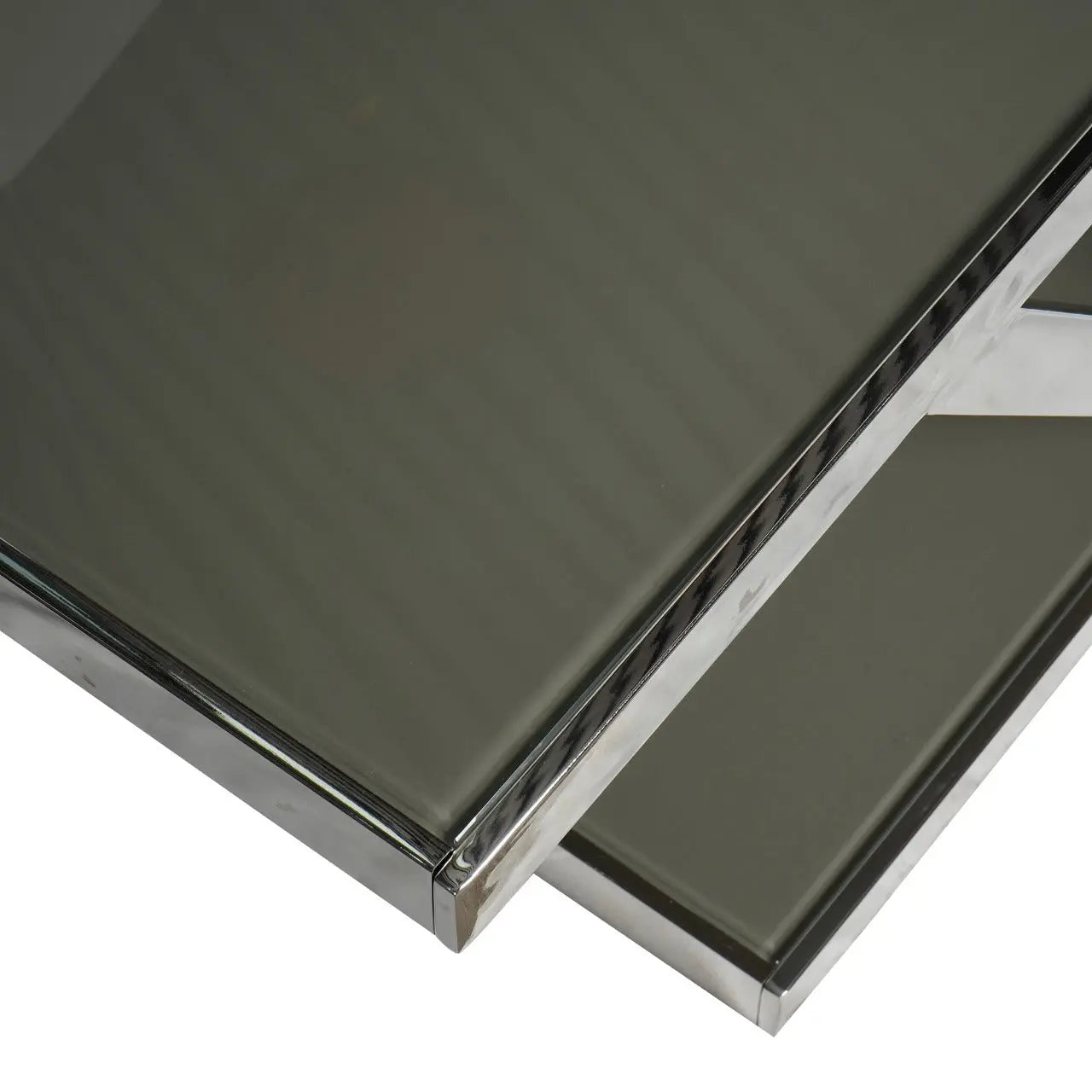 Huimei Modern Grey Coffee Table with Tempered Glass and Stainless Steel Base Huimei Furniture