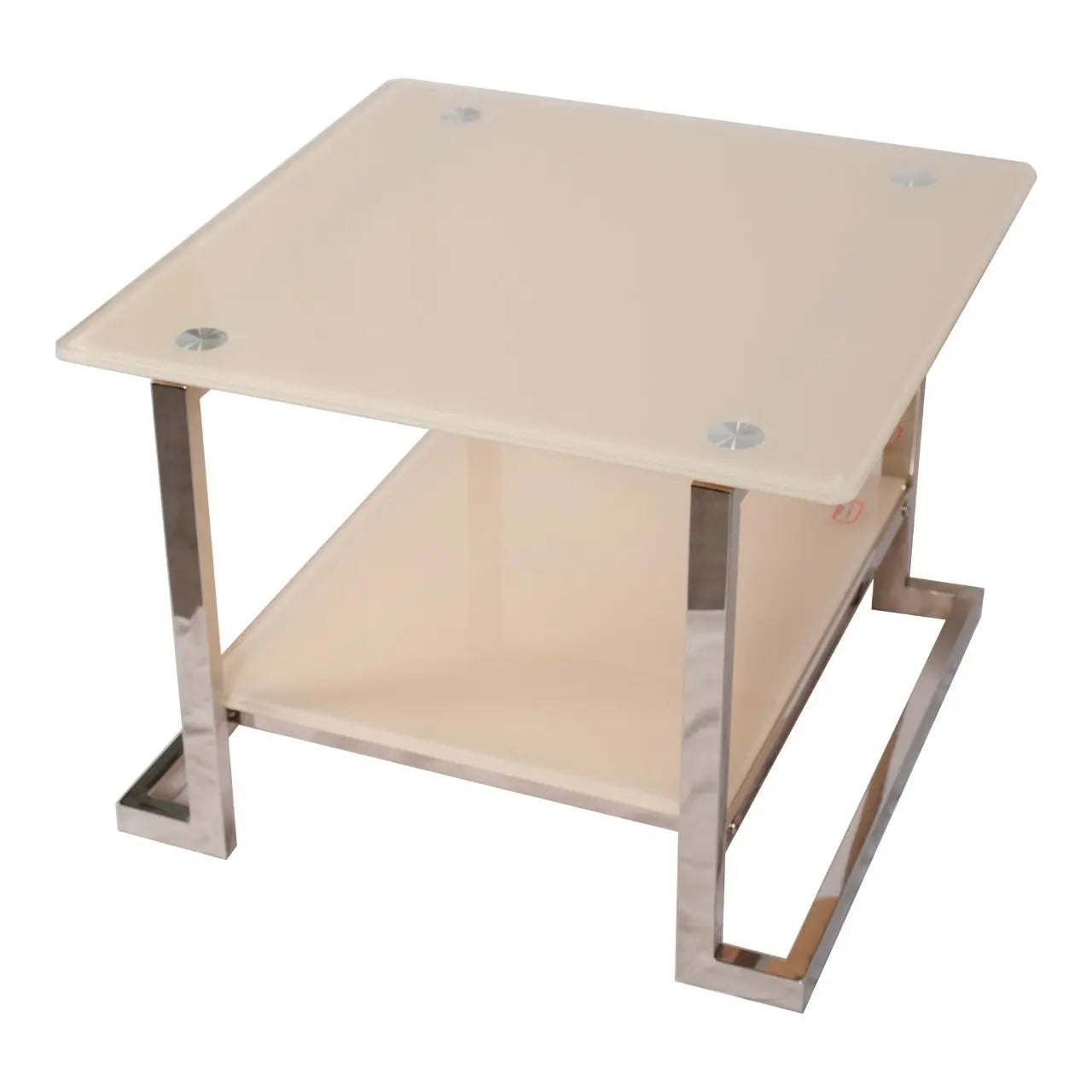 Huimei Square Coffee Table with Stainless Steel Frame and Tempered Glass Top – Silver & White Huimei Furniture