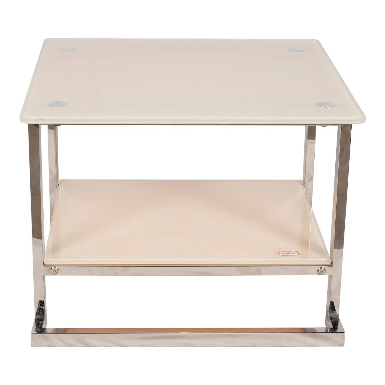 Huimei Square Coffee Table with Stainless Steel Frame and Tempered Glass Top – Silver & White Huimei Furniture