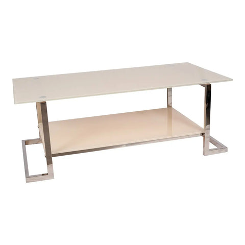 Huimei Stainless Steel Rectangle Coffee Table with Tempered Glass – Silver & White Huimei Furniture
