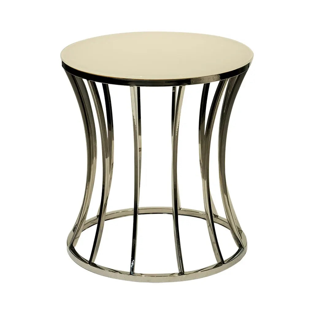 Huimei Coffee Table with Tempered Glass Top and Stainless Steel Base – White and Silver Huimei Furniture