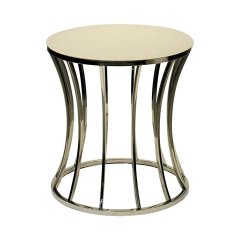 Huimei Coffee Table with Tempered Glass Top and Stainless Steel Base – White and Silver Huimei Furniture