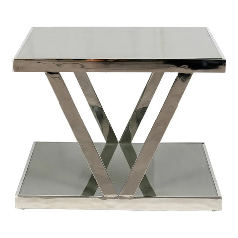 Huimei Grey Tempered Glass Coffee Table with Stainless Steel Frame Huimei Furniture
