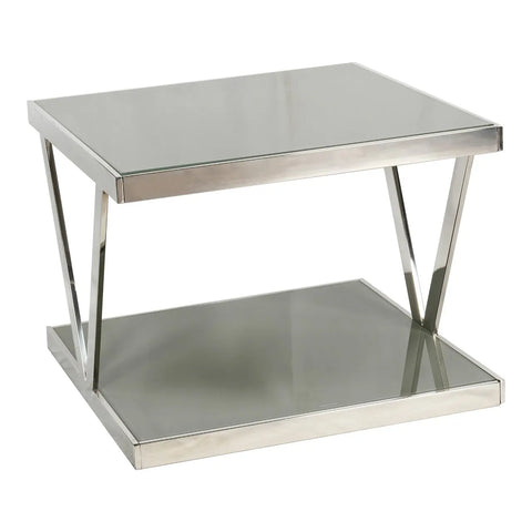 Huimei Grey Tempered Glass Coffee Table with Stainless Steel Frame Huimei Furniture