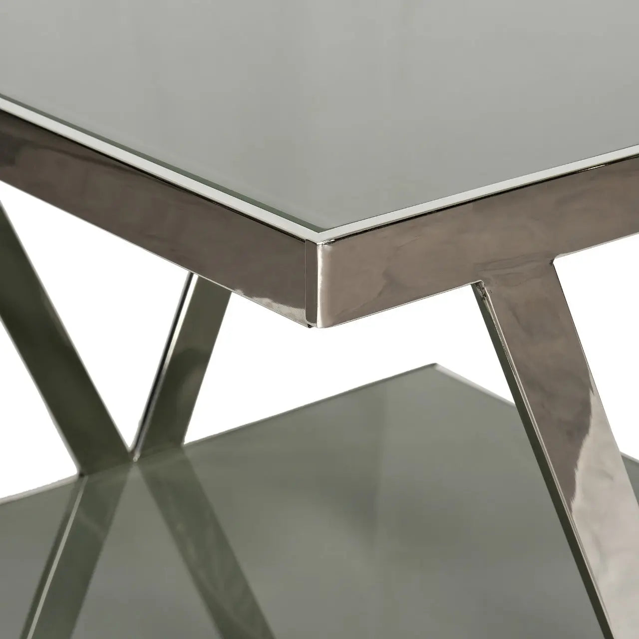 Huimei Grey Tempered Glass Coffee Table with Stainless Steel Frame Huimei Furniture