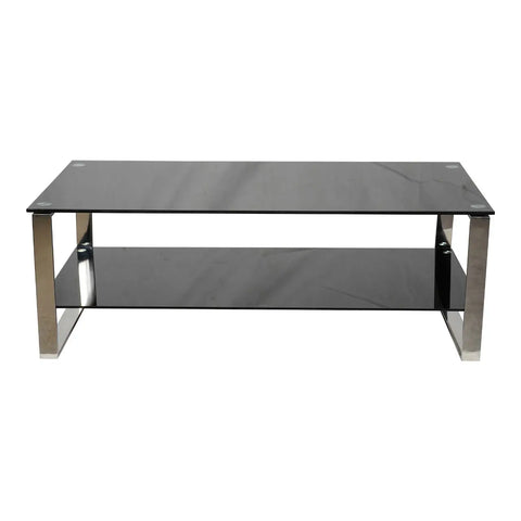 Huimei Modern Coffee Table with Tempered Glass and Stainless Steel Base – Black Color Huimei Furniture