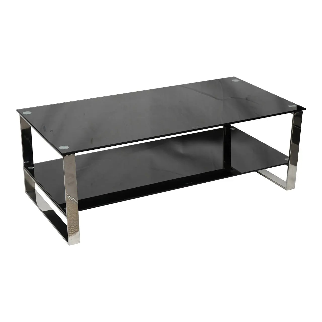 Huimei Modern Coffee Table with Tempered Glass and Stainless Steel Base – Black Color Huimei Furniture