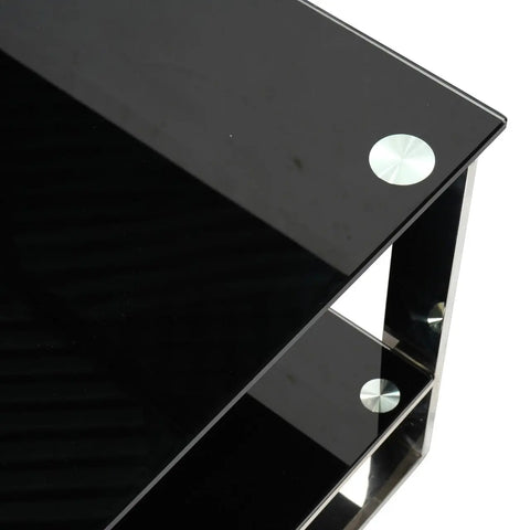 Huimei Modern Coffee Table with Tempered Glass and Stainless Steel Base – Black Color Huimei Furniture