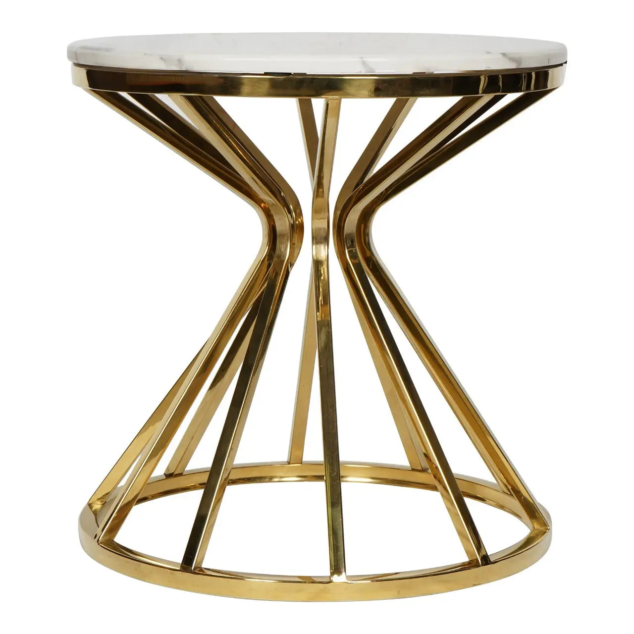 Huimei Round Marble Coffee Table with Gold Stainless Steel Base – White and Golden Color Huimei Furniture