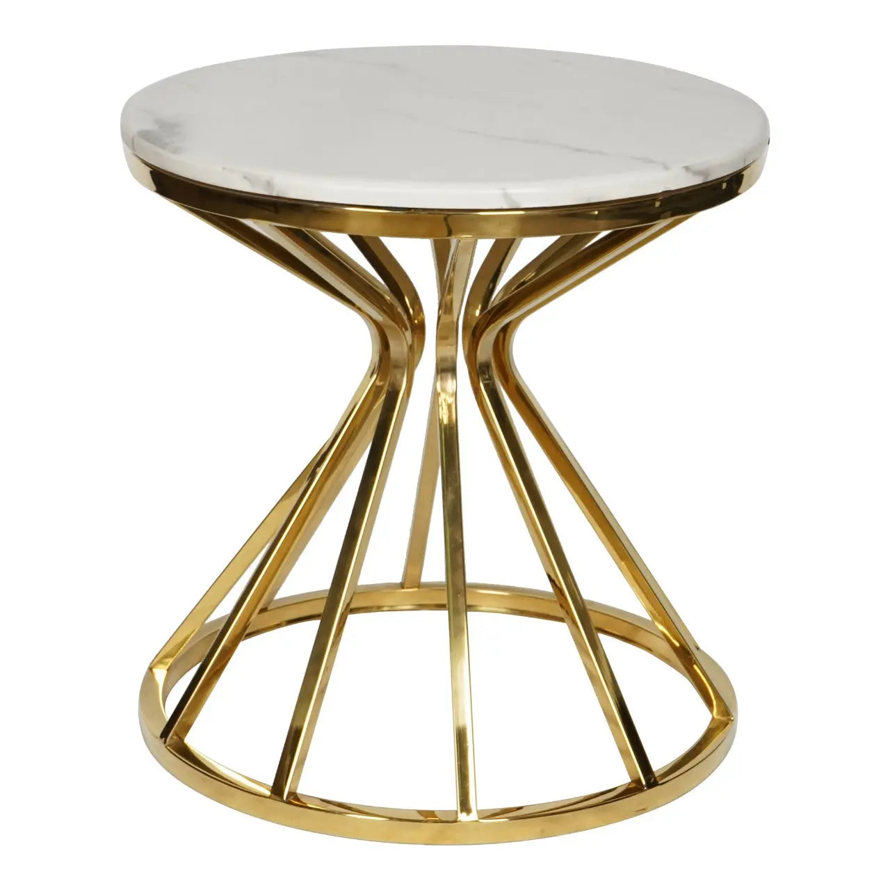 Huimei Round Marble Coffee Table with Gold Stainless Steel Base – White and Golden Color Huimei Furniture