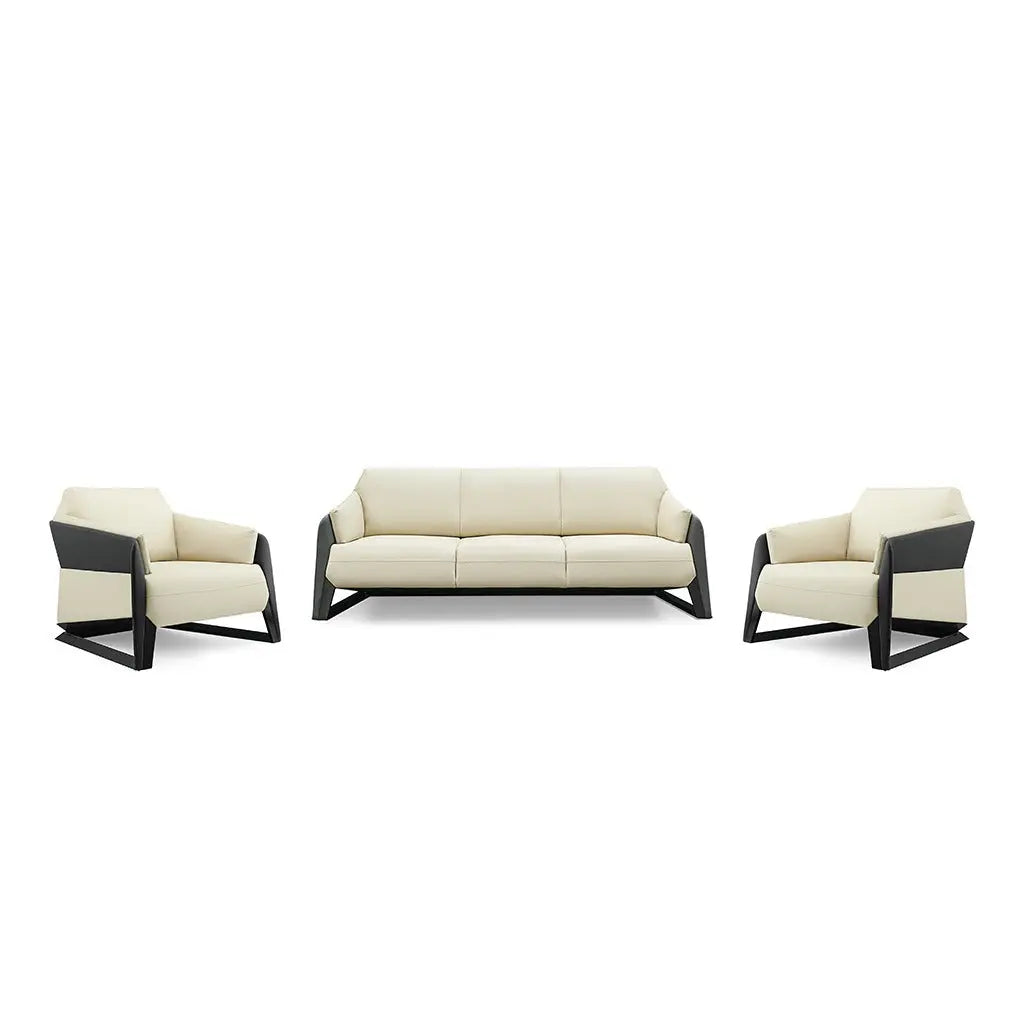 Huimei Premium PU Leather Office Sofa Set – Off White (Single, Three-Seater & Full Set) Huimei Furniture