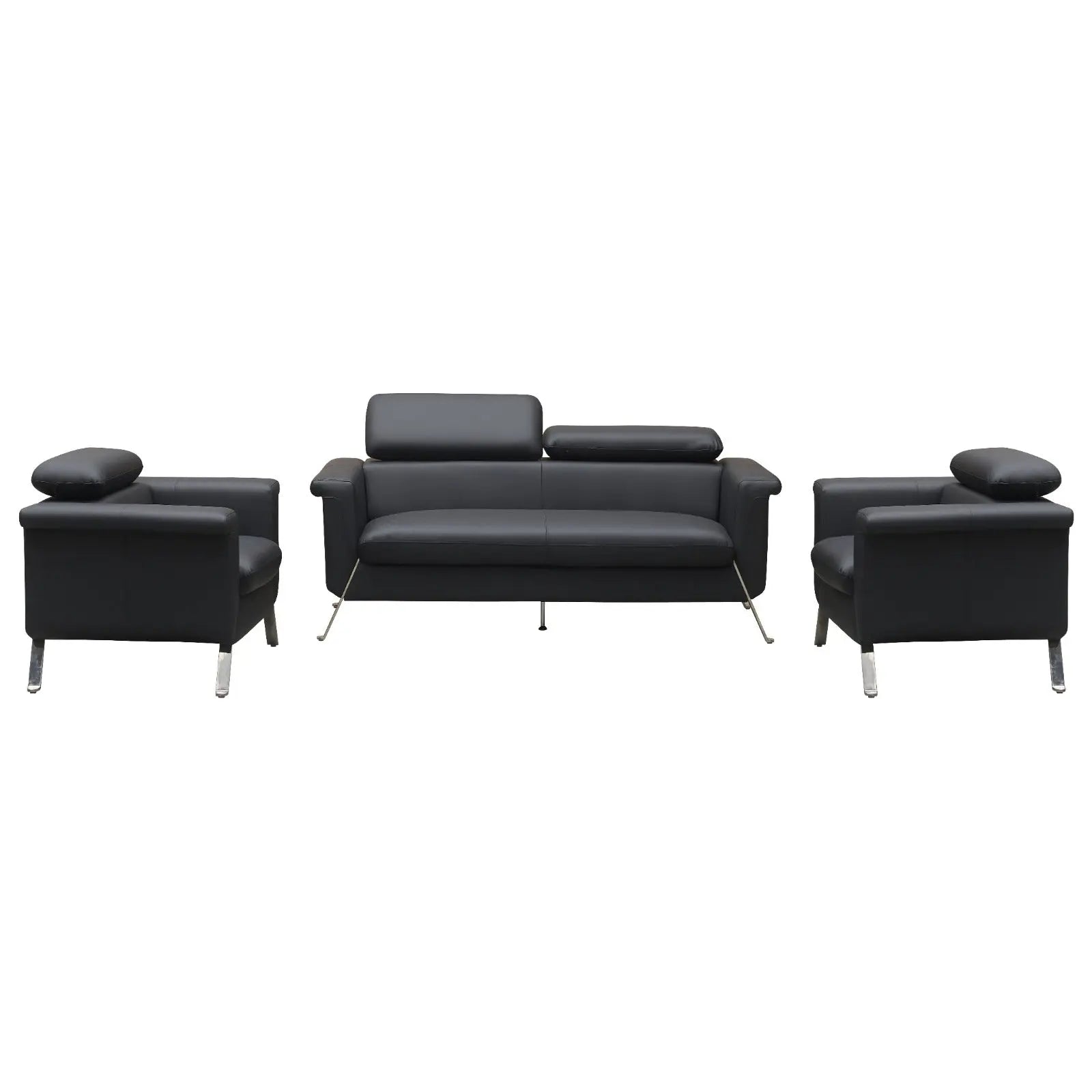 Huimei PU Leather Office Sofa Collection with Retractable Headrests – Black & White Huimei Furniture