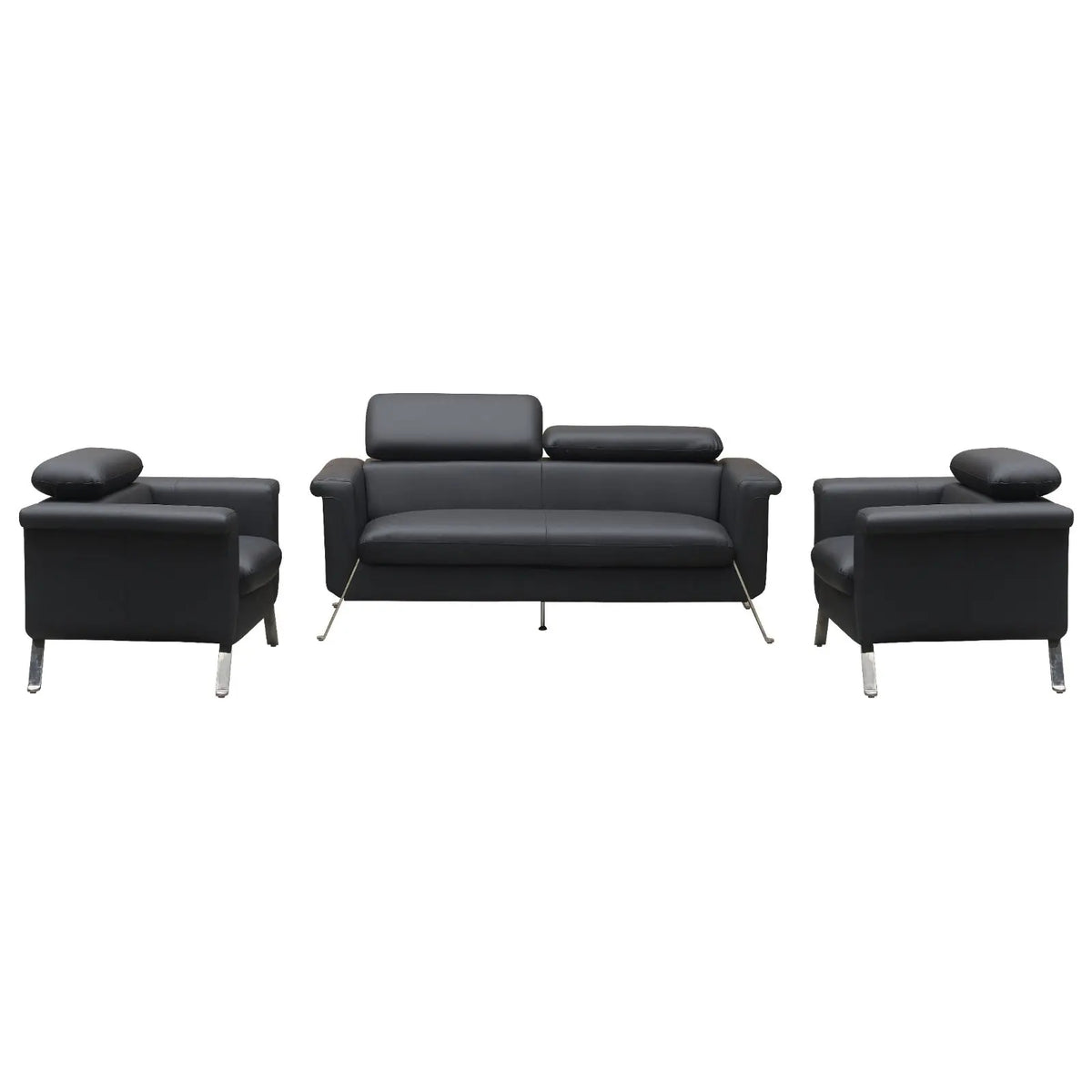 Huimei PU Leather Office Sofa Collection with Retractable Headrests – Black & White Huimei Furniture
