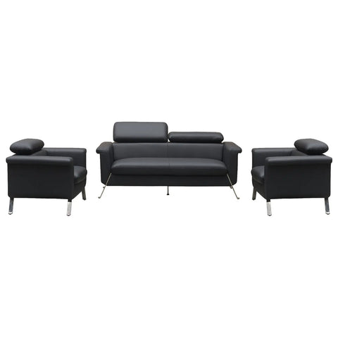 Huimei PU Leather Office Sofa Collection with Retractable Headrests – Black & White Huimei Furniture