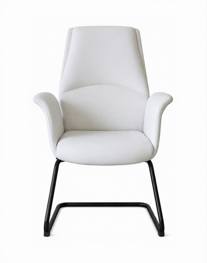YS-2517-C PU Leather Visitor Chair with Black Sled Base
