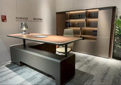 Huimei HZ-2-240 Executive Smart Desk – Modern Height-Adjustable CEO Table (240 × 198 × 75 cm)