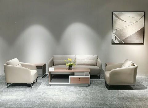 SF-241 Grain Leather Office Sofa Set – Modern Reception Sofa 3+1+1