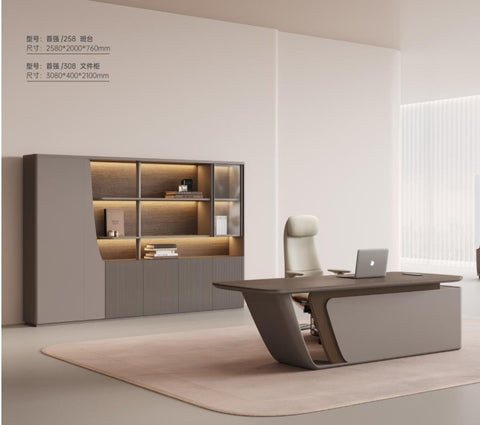 SQ-258 Modern Executive Office Desk – HDF Luxury Office Table (258 × 200 cm)