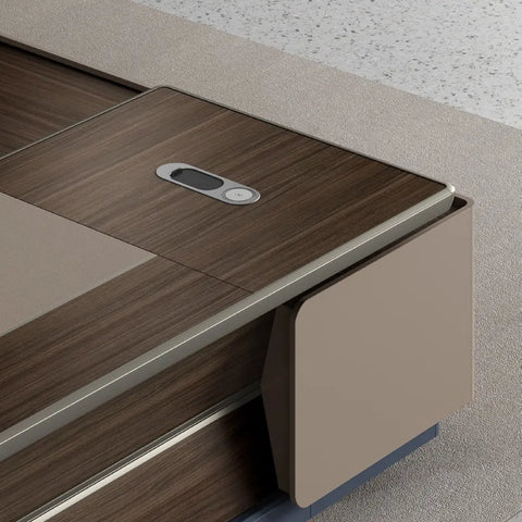 Huimei Executive L-Shaped Office Table – Brown 320 CM Huimei Furniture