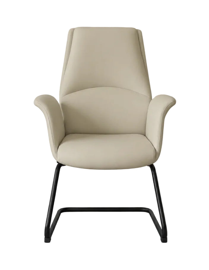 Huimei YS-2517-C Executive Visitor Chair – Off-White Leather with Chrome Base