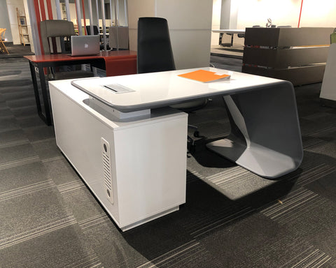 Huimei Executive Office Table BG-9968, Glossy White Color