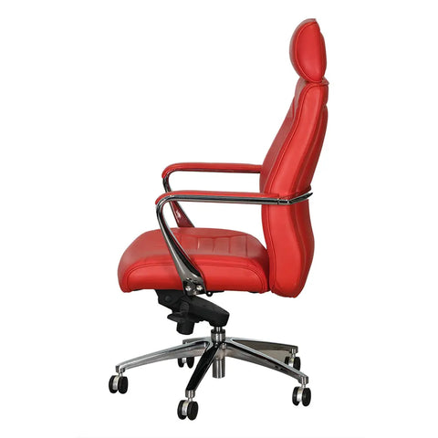 Huimei YS-1304-A Executive Office Chair – Red Leather with Chrome Base Huimei Furniture
