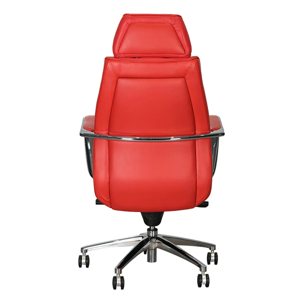 Huimei YS-1304-A Executive Office Chair – Red Leather with Chrome Base Huimei Furniture