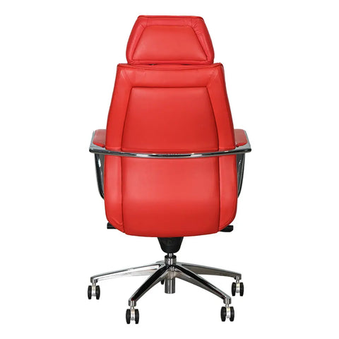 Huimei YS-1304-A Executive Office Chair – Red Leather with Chrome Base Huimei Furniture