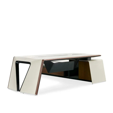 Huimei Ascent Series Executive Office Table, White & Brown Color, H06 Huimei Furniture