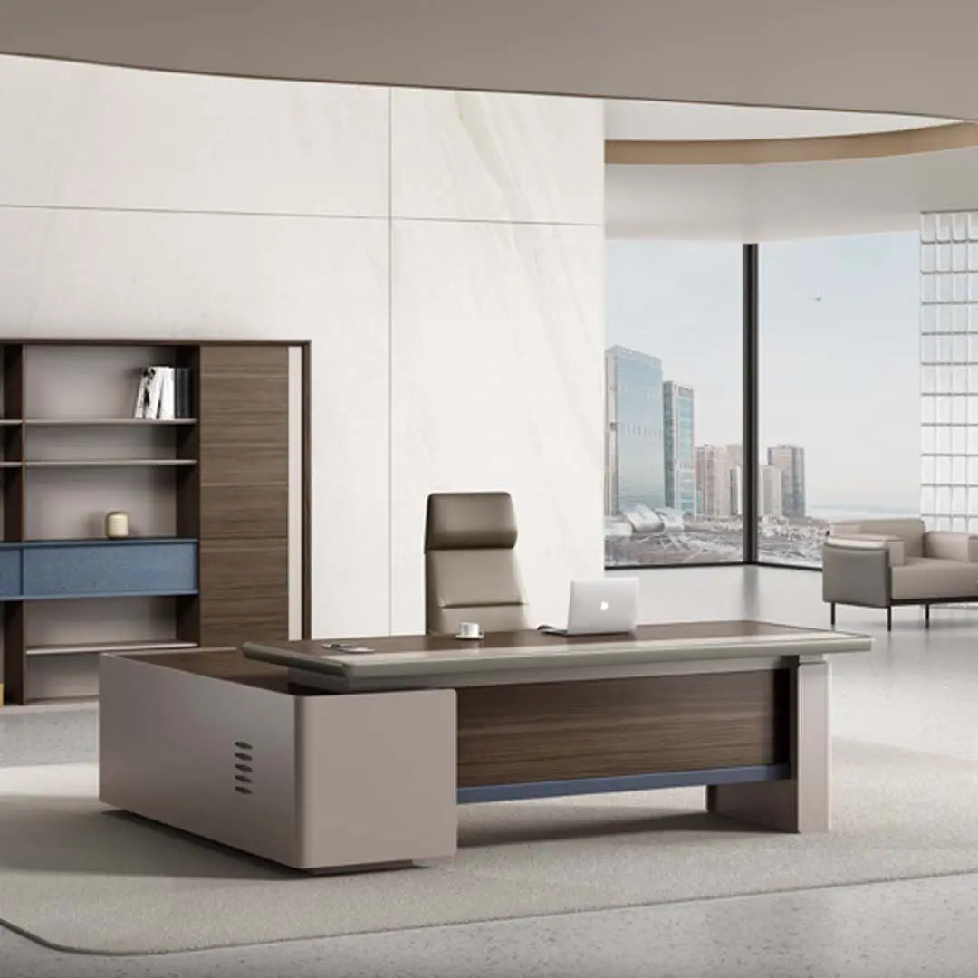 Huimei Executive L-Shaped Office Table – Brown 180 CM Huimei Furniture