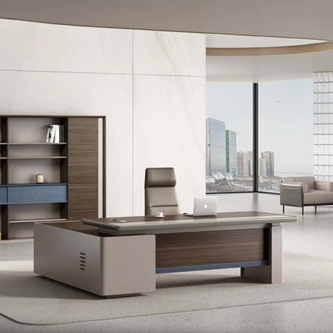Huimei Executive L-Shaped Office Table – Brown 180 CM Huimei Furniture